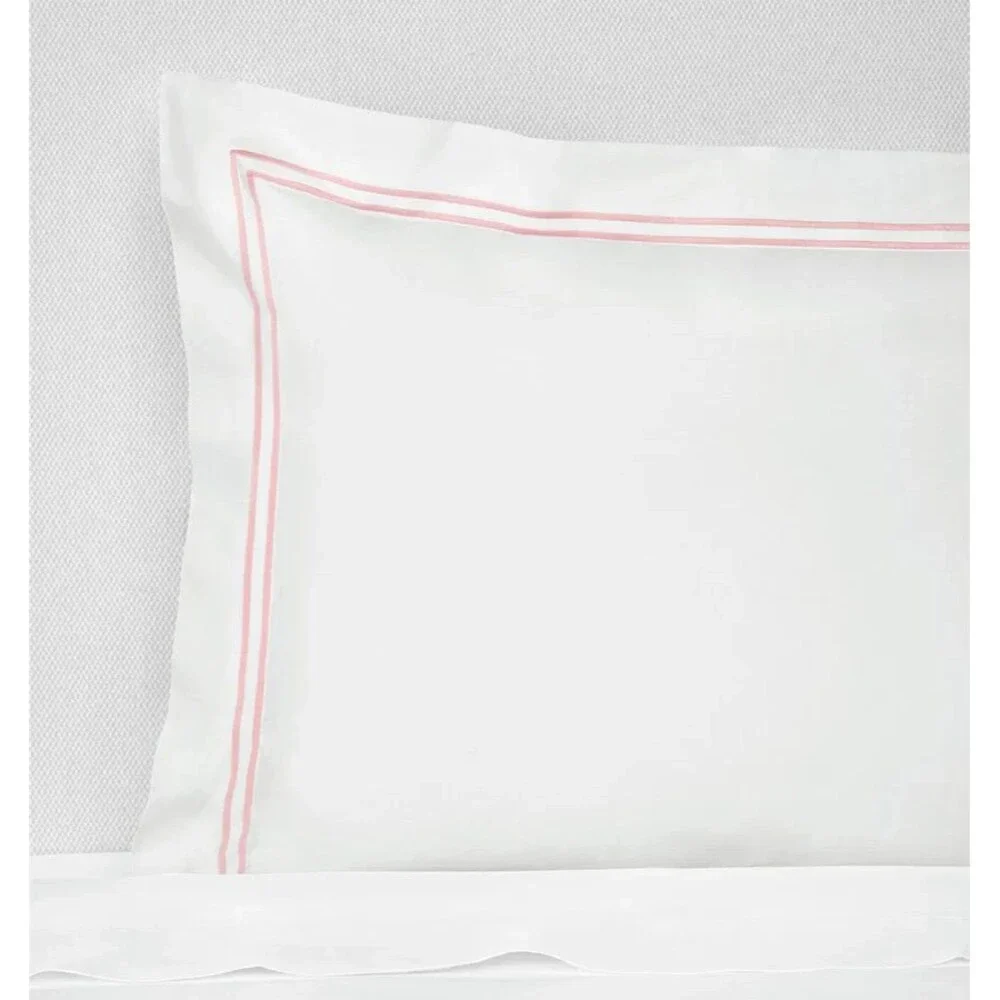 SFERRA Grande Hotel Standard Sham White/Pink Egyptian Cotton Italy 21x26